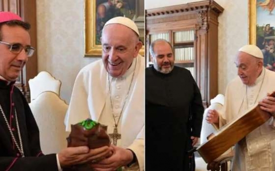Papa Francisco recebe viola de cocho e Nossa Senhora do Pantanal durante visita de Bispos do Centro-Oeste