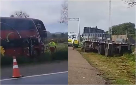 Colisão entre ônibus e caminhão deixa dois mortos na BR-153, em Goiás