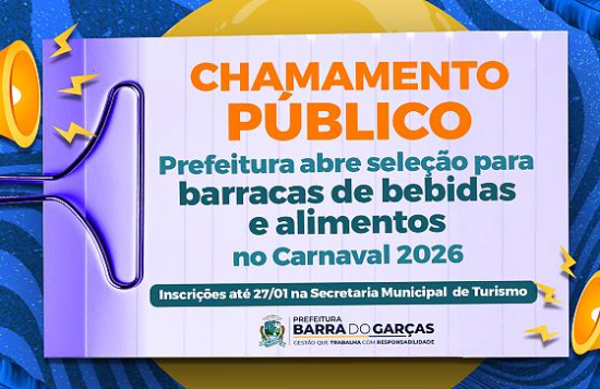 Prefeitura abre seleção para barracas de bebidas e alimentos no Carnaval 2026