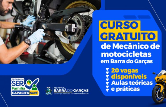 Inscrições abertas para curso gratuito de mecânico de motocicletas em Barra do Garças