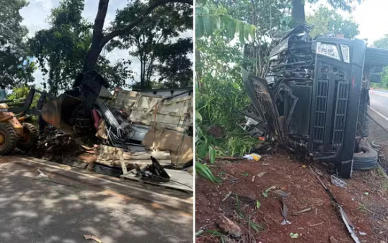 Casal que trabalhava junto na estrada morre em acidente com carreta na BR-153