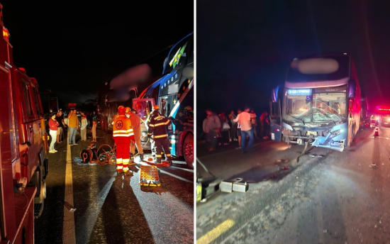 Acidente com dois ônibus e três carros deixa um morto na BR-153, em Goiás