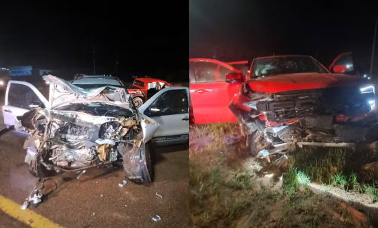 Homem fica preso às ferragens e cinco pessoas se ferem em acidente na BR-163