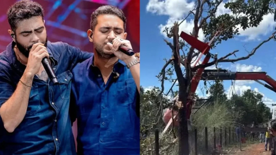 Helicóptero de Henrique e Juliano faz pouso de emergência em fazenda