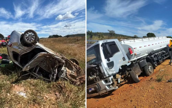 Motorista morre após colisão frontal entre carro e caminhão na GO-139