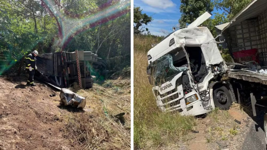 Caminhoneiro morre após colisão entre duas carretas na BR-020