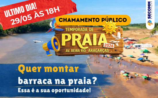 Prazo para cadastro de barracas na Praia Quarto Crescente termina nesta quinta-feira