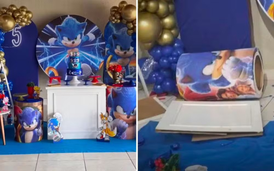 Mulher é presa após destruir decoração de festa infantil e provocar confusão