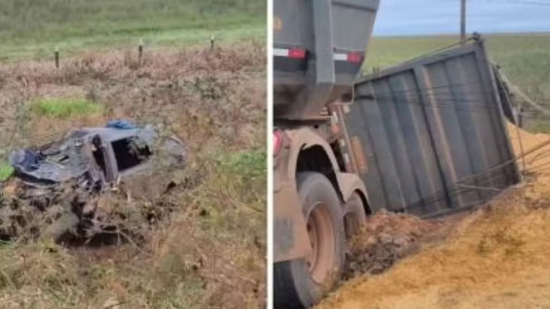 Motorista morre preso às ferragens após colisão frontal com carreta na BR-364