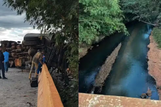Contaminação de rio após tombamento de caminhão afeta abastecimento e leva prefeitura a pedir economia de água em cidade de MT