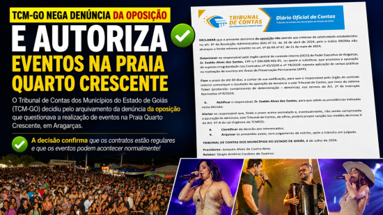 TCM-GO nega pedido liminar de oposição em Aragarças e mantém Temporada de Praia que segue com recorde de público