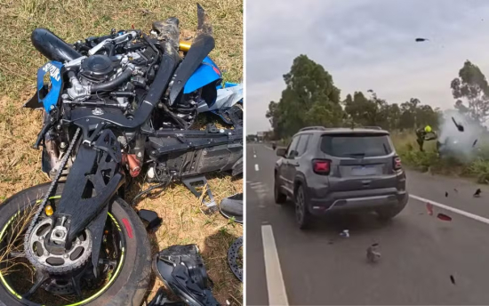 Motociclista morre após bater na traseira de carro na GO-020; acidente foi registrado por câmera