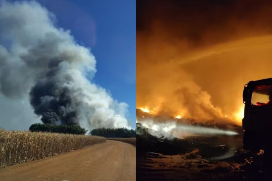 Incêndio destrói cerca de 80 hectares e atinge aterro sanitário, lavoura e área de reserva ambiental