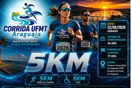 UFMT promove Corrida 5KM Araguaia 2026 com premiação em dinheiro e vagas limitadas para 700 atletas