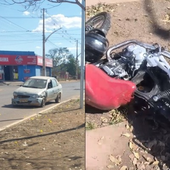 Adolescente fica gravemente ferido após acidente de moto com carro em Barra do Garças
