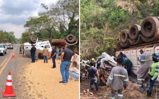 Secretário e vereador ficam feridos em acidente envolvendo carreta em Goiás