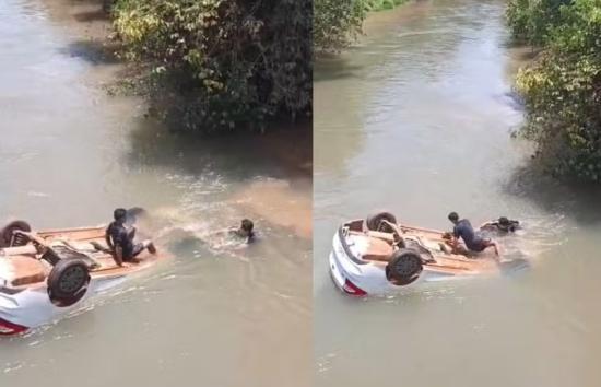 Menino de 1 ano e 6 meses fica entubado após carro cair de ponte em MT