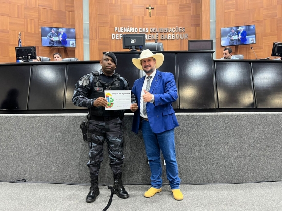 Sargento da Força Tática de Barra do Garças é homenageado na Assembleia Legislativa de MT