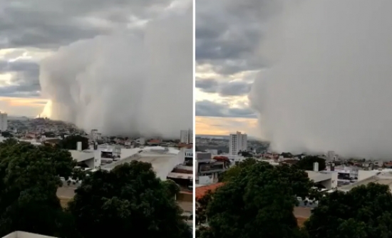 Nuvem gigante em formato de rolo impressiona moradores em Mineiros