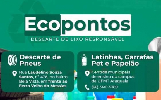 Prefeitura de Barra do Garças disponibiliza Ecopontos para descarte de materiais recicláveis