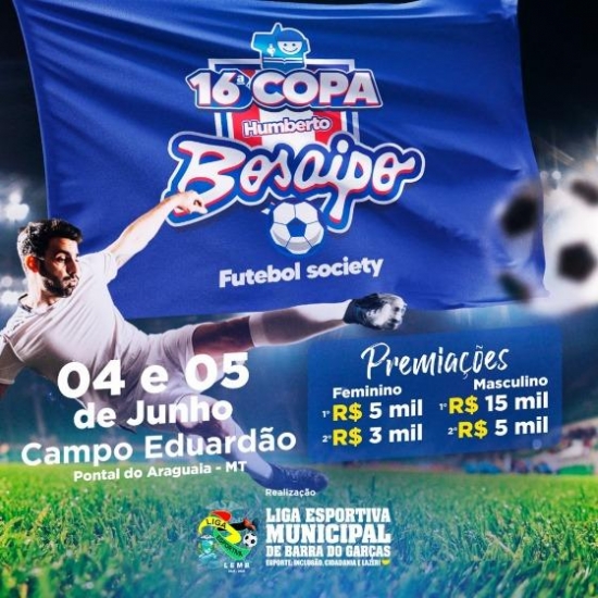 Com premiação total de R$ 28 mil, 16ª Copa Humberto Bosaipo é confirmada para junho