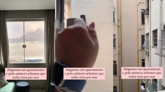 Jovem aluga apartamento com vista para o mar, mas era só um adesivo