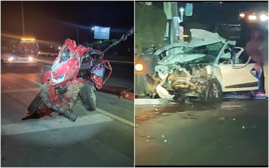Caminhão perde freios e deixa dois carros completamente destruídos na BR-153, em Goiânia