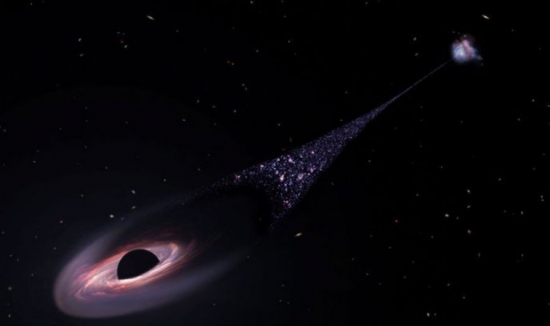 Nasa vê pela primeira vez buraco negro com rastro de estrelas cruzando o espaço