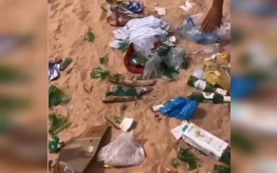 Acúmulo de lixo deixado por banhistas em praia de Aragarças chama atenção; vídeo