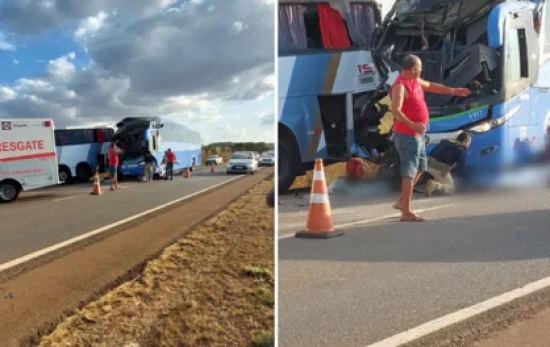 Acidente entre dois ônibus deixa morto e feridos na BR-060