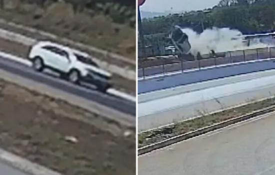 Grávida morre após carro bater em muro de proteção, girar no ar e atingir poste na BR-060