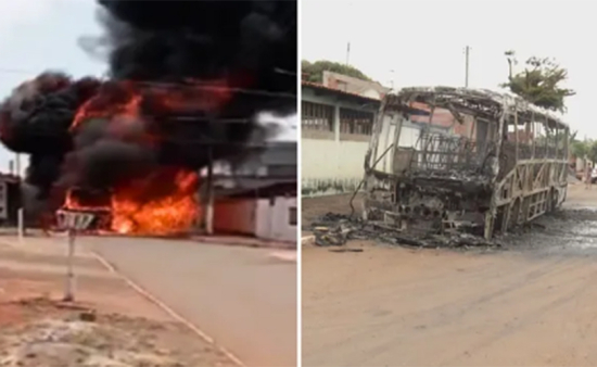 Homem coloca fogo em ônibus escolar, e alunas escapam por pouco