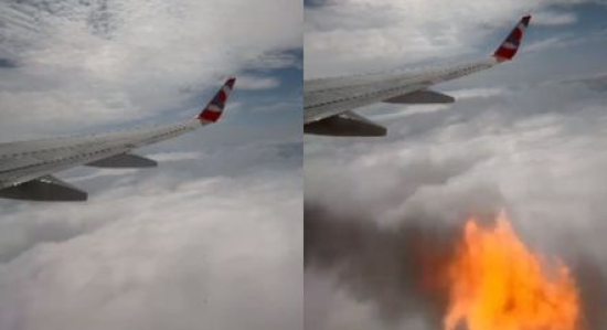 Motor de avião explode no ar, e passageira registra momento; assista