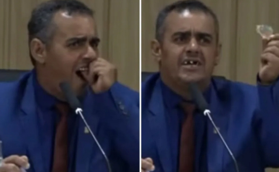 Vereador tira dentadura durante sessão na Câmara