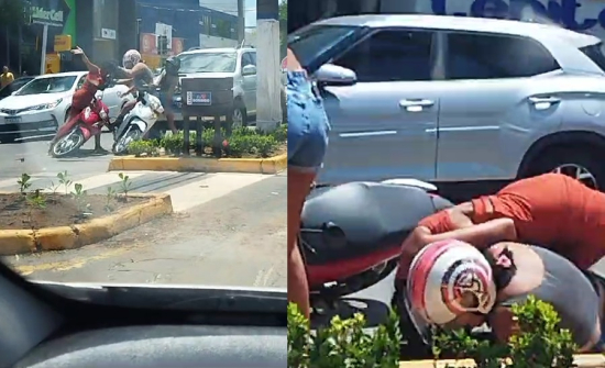 Mulheres brigam no trânsito e rolam no asfalto quente em MT; veja vídeo