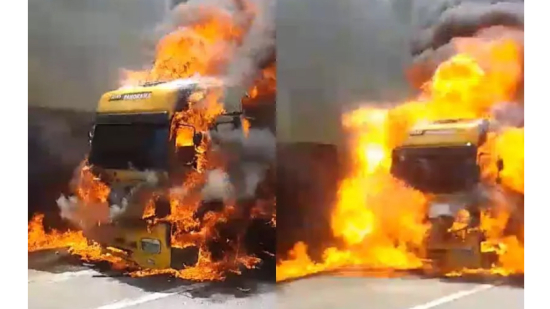 Caminhão dos Correios explode na BR-376 entre PR e SC