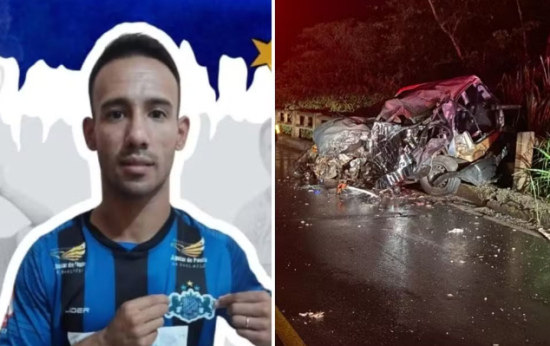 Jogador de futebol morre e namorada fica ferida após carro ser destruído em acidente