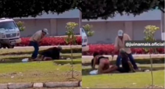 Casal apanha após ser flagrado fazendo sexo em praça do interior