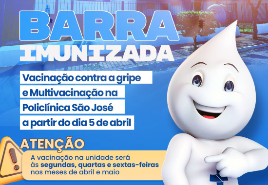 Novidade: Policlínica São José realiza vacinação contra a gripe e multivacinação a partir de hoje (05)