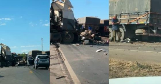 Colisão envolvendo quatro carretas deixa três mortos 