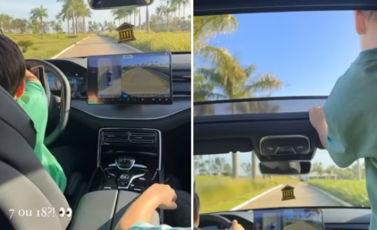 Detran-GO pede que polícia investigue imagens que mostram filho de 7 anos de Andressa Suita e Gusttavo Lima dirigindo carro com irmão ao lado