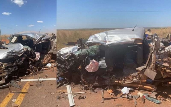 Colisão entre caminhonete e caminhão deixa cinco feridos na BR-158, em Ribeirão Cascalheira
