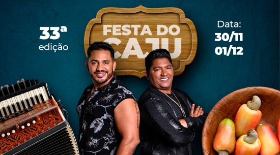 Neste sábado (30), dupla Mario e Thizil agita o público na 33ª Festa do Caju, no distrito de Voadeira