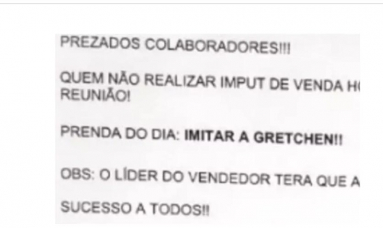 Empresa deve pagar R$ 150 mil a vendedores após obrigá-los a dançar 'Gretchen' e 'boquinha da garrafa' por não bater meta