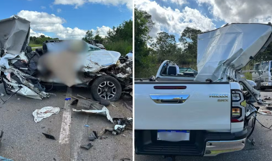 Mãe morre e filha fica ferida após acidente entre caminhonete e caminhão na BR-060, diz bombeiro