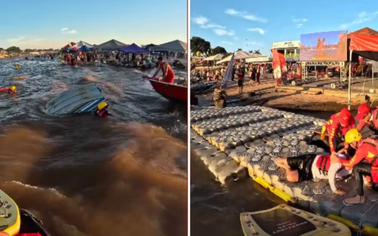 Barco naufraga durante passeio com quatro pessoas no Rio Araguaia
