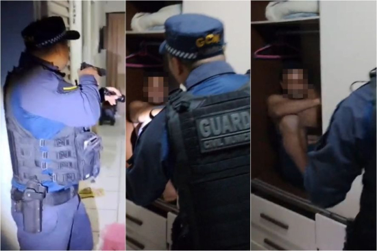 Homem é encontrado escondido em guarda-roupa após agredir família