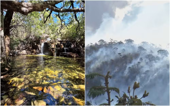 Incêndio atinge área de cachoeiras e mantém atrativo fechado
