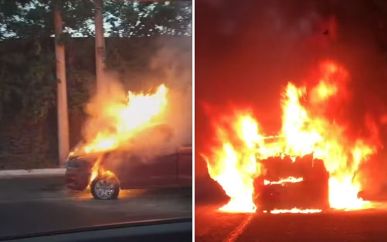 Mãe e filho são resgatados segundos antes de carro explodir em Goiânia