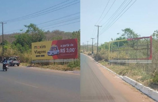 Outdoors da Maxim são destruídos em Barra do Garças e empresa fala em possível retaliação